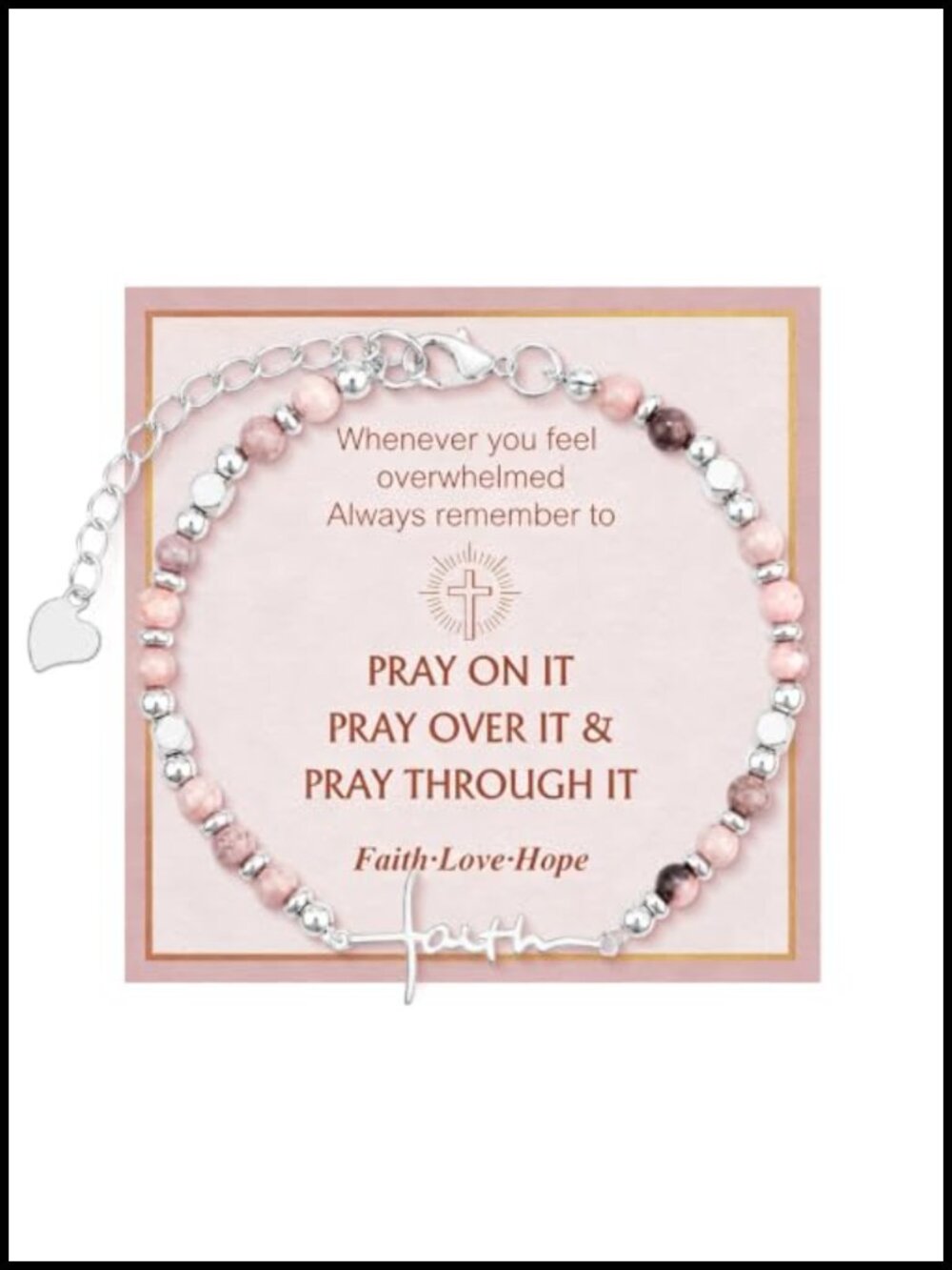 Faith Bracelet Adjustable Christian Cross Beads Inspirational Religious Jewelry